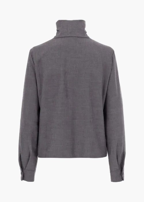 PATRIZIA PEPE BLUSA IN FLANELLA A COLLO ALTO CON BOTTONI
