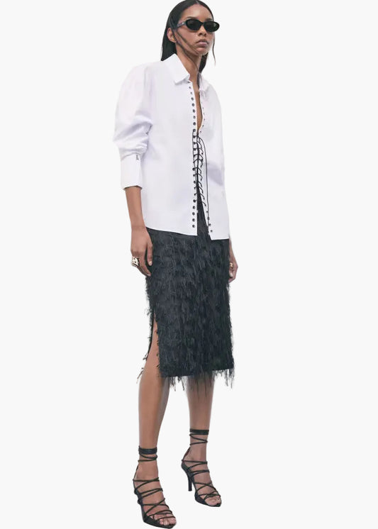 PATRIZIA PEPE GONNA MIDI CON FRANGE