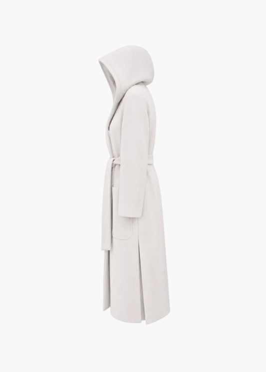 Long coat with hood and belt | White Wise