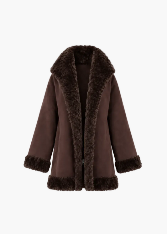 Long Reversible Faux Fur Coat with Hood | Tavus