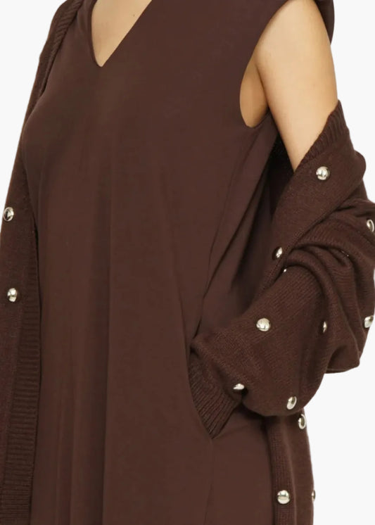 JIJIL CARDIGAN CON BORCHIE SILVER ALL-OVER