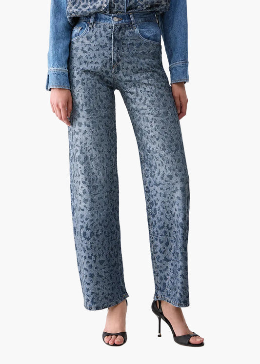 LIU·JO JEANS STRAIGHT CON STRASS ANIMALIER