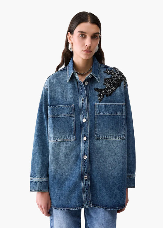 LIU·JO OVERSHIRT IN DENIM CON RICAMO GIOIELLO