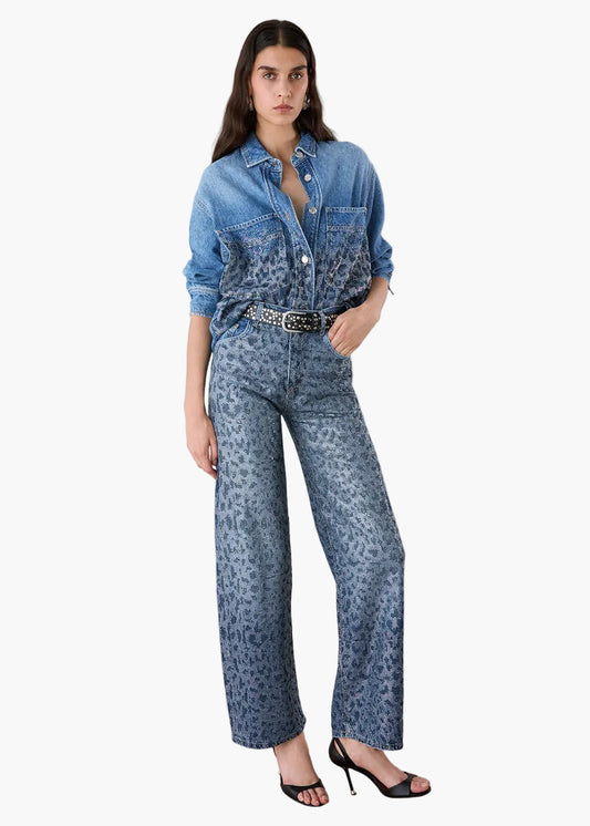 LIU·JO OVERSHIT IN DENIM CON STRASS ANIMALIER