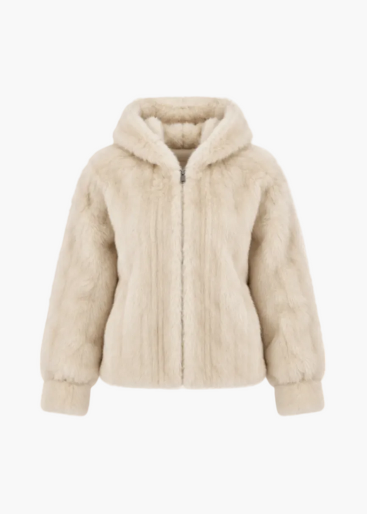 Reversible Short Faux Fur with Hood | Tavus