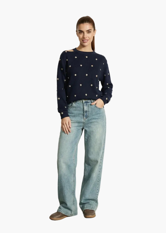 JIJIL MAGLIONE CON BORCHIE ALL-OVER E DETTAGLIO CUT-OUT