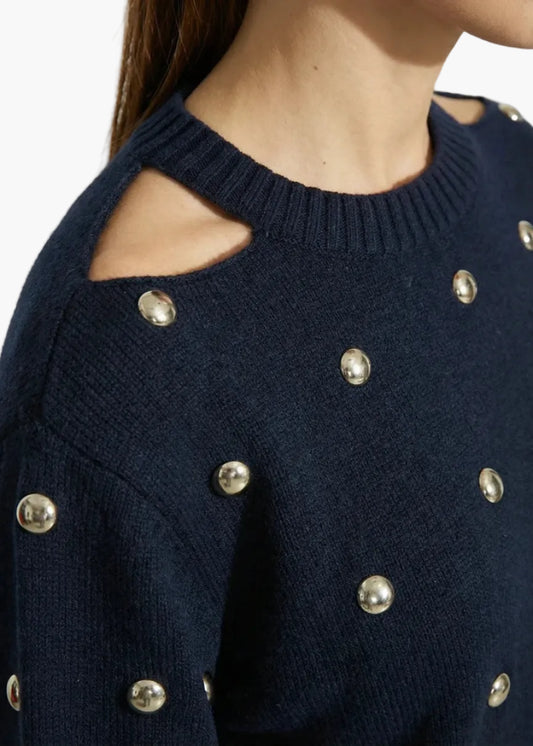JIJIL MAGLIONE CON BORCHIE ALL-OVER E DETTAGLIO CUT-OUT