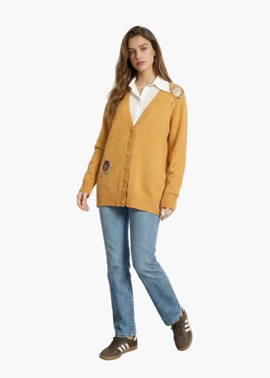 JIJIL CARDIGAN IN MAGLIA CON DETTAGLI GIOIELLO CUT-OUT