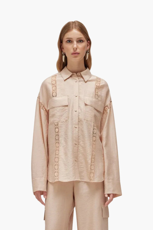 BLUGIRL CAMICIA LYOCELL E PIZZO