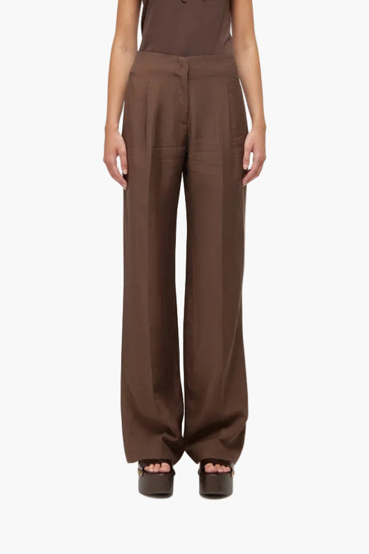 BLUGIRL PANTALONI WIDE LEG IN MISTO LINO