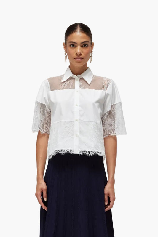 BLUGIRL CAMICIA IN COTONE CON PIZZO