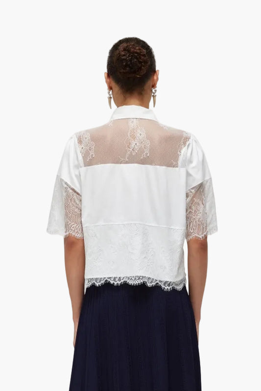 BLUGIRL CAMICIA IN COTONE CON PIZZO