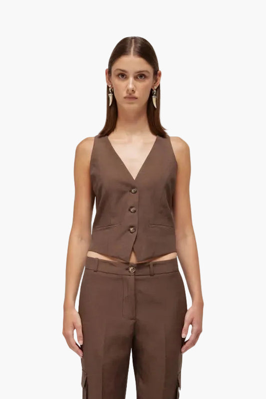 BLUGIRL GILET IN LINO CON RICAMO
