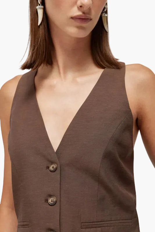 BLUGIRL GILET IN LINO CON RICAMO