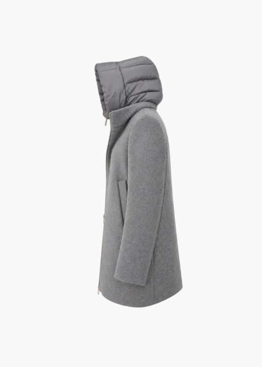 Coat with zip and integrated hood | White Wise