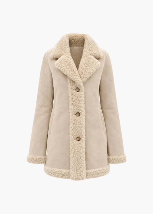 Long reversible faux fur coat with collar | Tavus