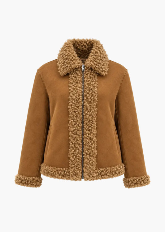 Short faux fur with teddy effect zip | Tavus