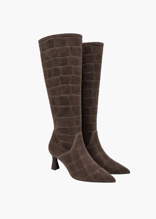 Tall croc-effect suede boot | Andrea Pinto