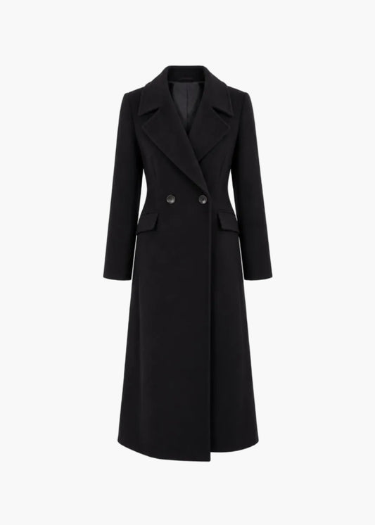 Long double-breasted coat with martingale | White Wise