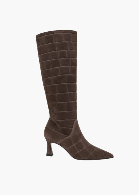 Tall croc-effect suede boot | Andrea Pinto
