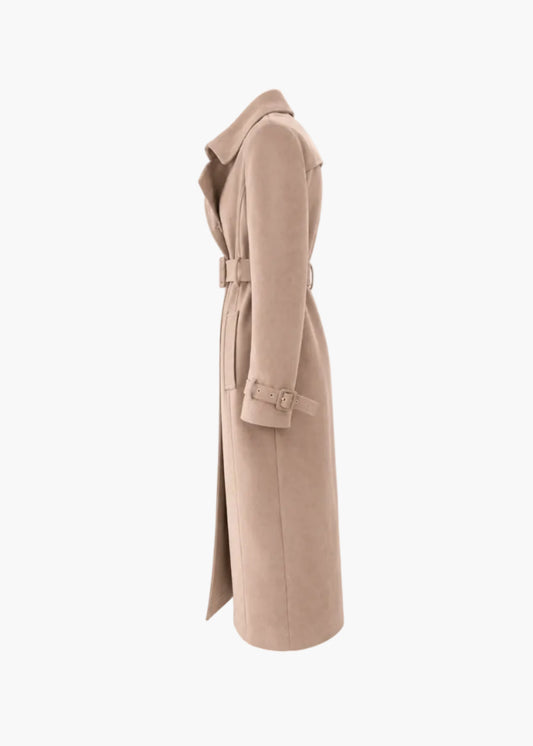 Double-breasted trench coat with belt | White Wise