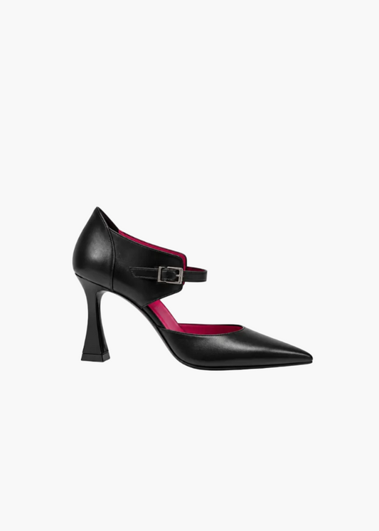 Genuine leather pumps with strap and hourglass heel | Andrea Pinto