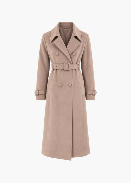 Double-breasted trench coat with belt | White Wise