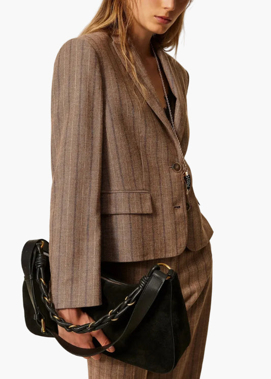 TWINSET BORSA ILIANE IN SUEDE CON INTRECCIO