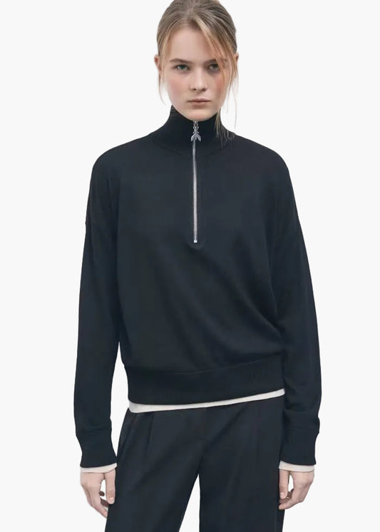 PATRIZIA PEPE MAGLIA IN LANA A COLLO ALTO CON ZIP
