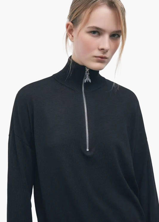 PATRIZIA PEPE MAGLIA IN LANA A COLLO ALTO CON ZIP
