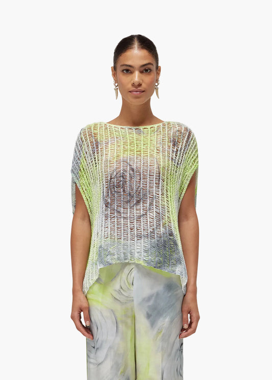 BLUGIRL MAGLIA A RETE CON STAMPA ROSE